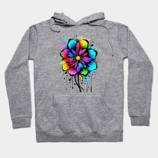 Vibrant Blooms - Intricate Line Art Flower in Viral Colors Hoodie